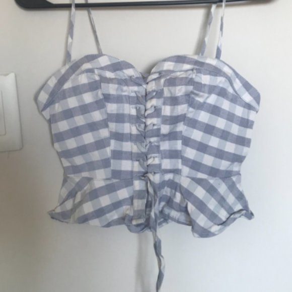 Urban Outfitters Lace up plaid crop top - Picture 1 of 3